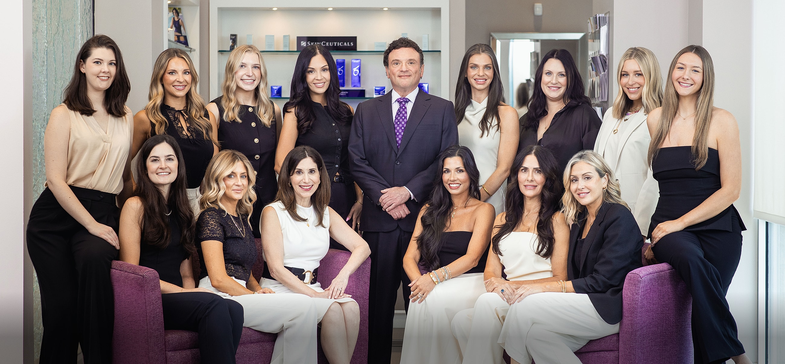 Professional team portrait in a stylish clinic.