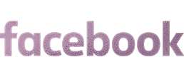Facebook logo in purple text design.