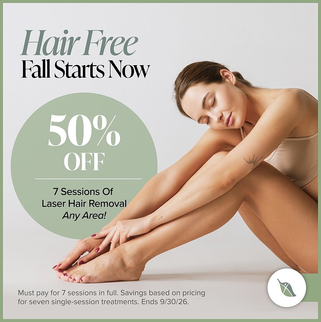 Laser hair removal promotion with discounted sessions.